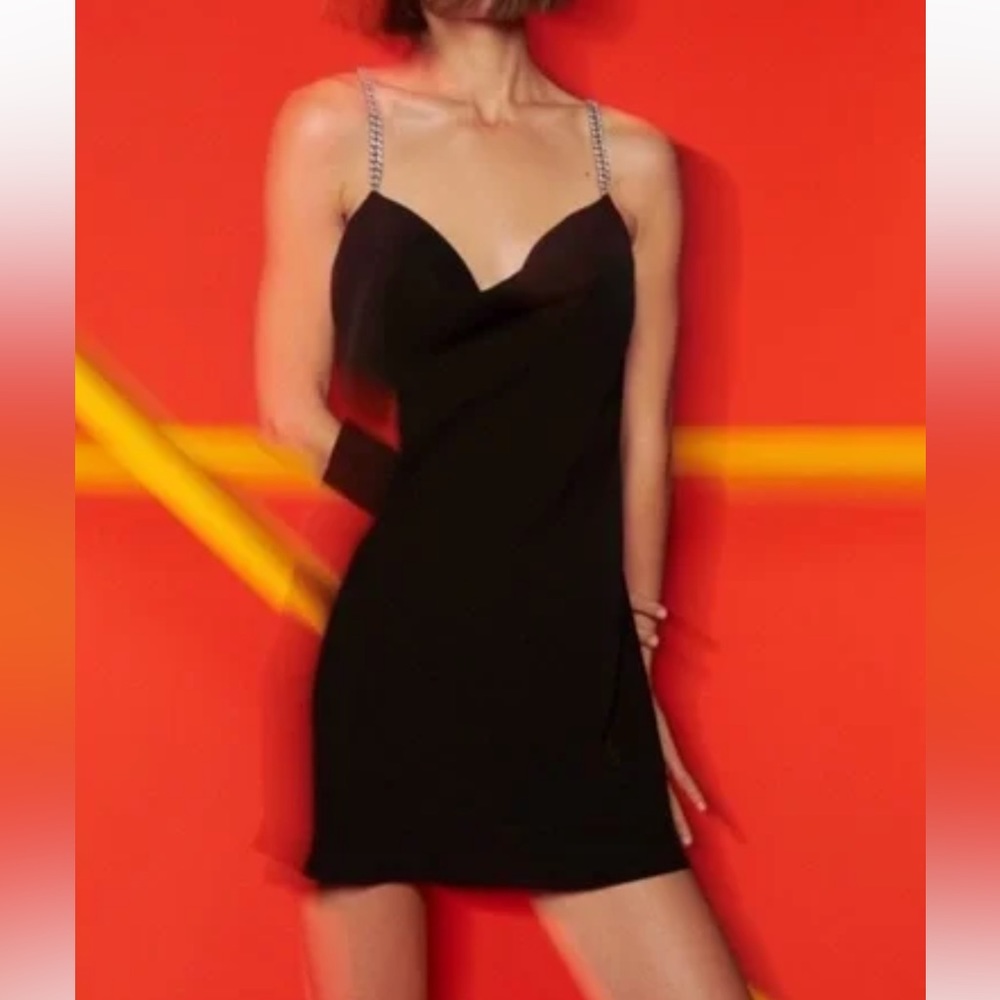ZARA DRAPED DRESS WITH JEWEL BLACK